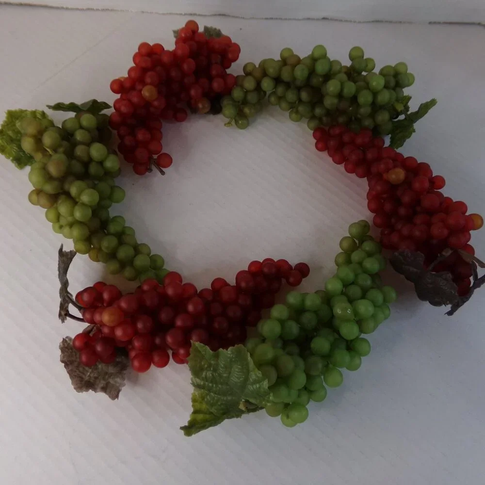 Plastic Rubber Artificial Decorative Grapes 6 Bunches Pods Faux